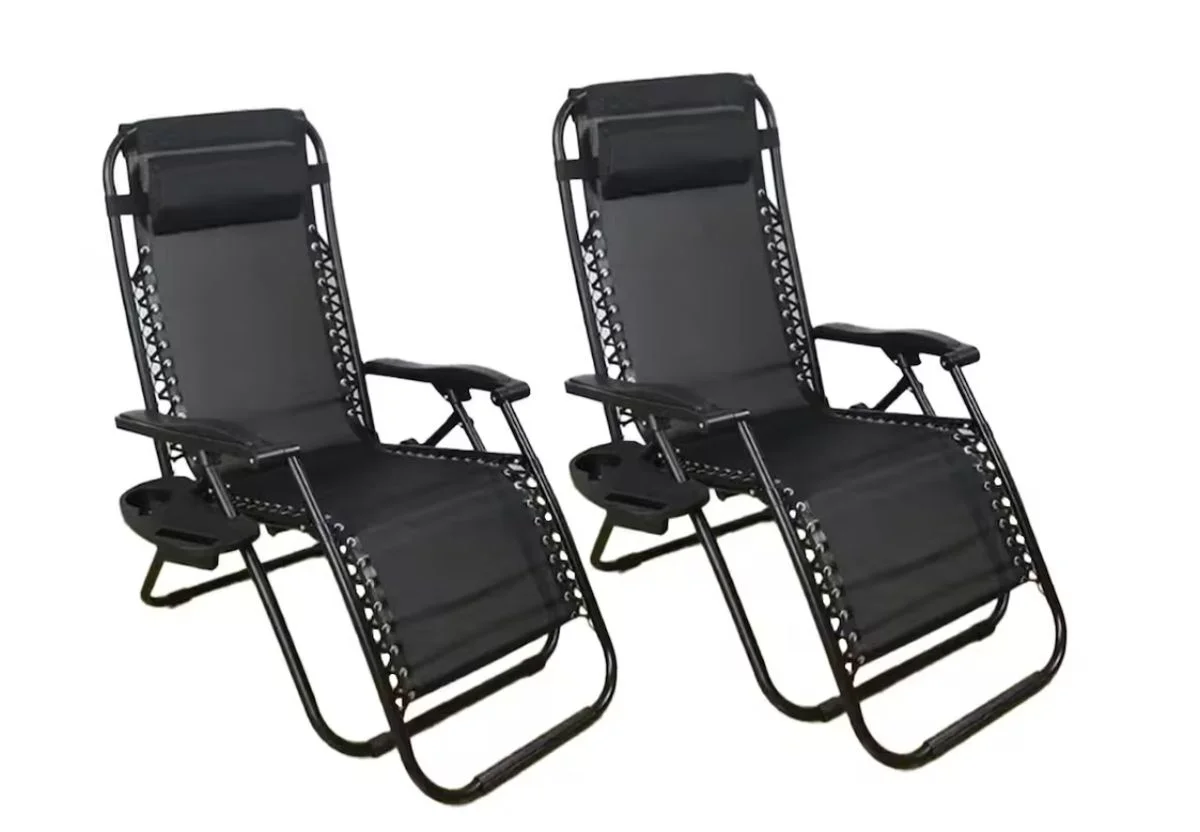 Set of 2 Padded Zero Gravity Recliner Chairs with Cup Holders