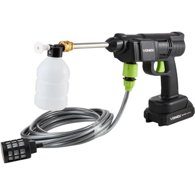 Living and Home Black Electric Cordless Handheld Pressure Washer with 2 Batteries & 5m Hose