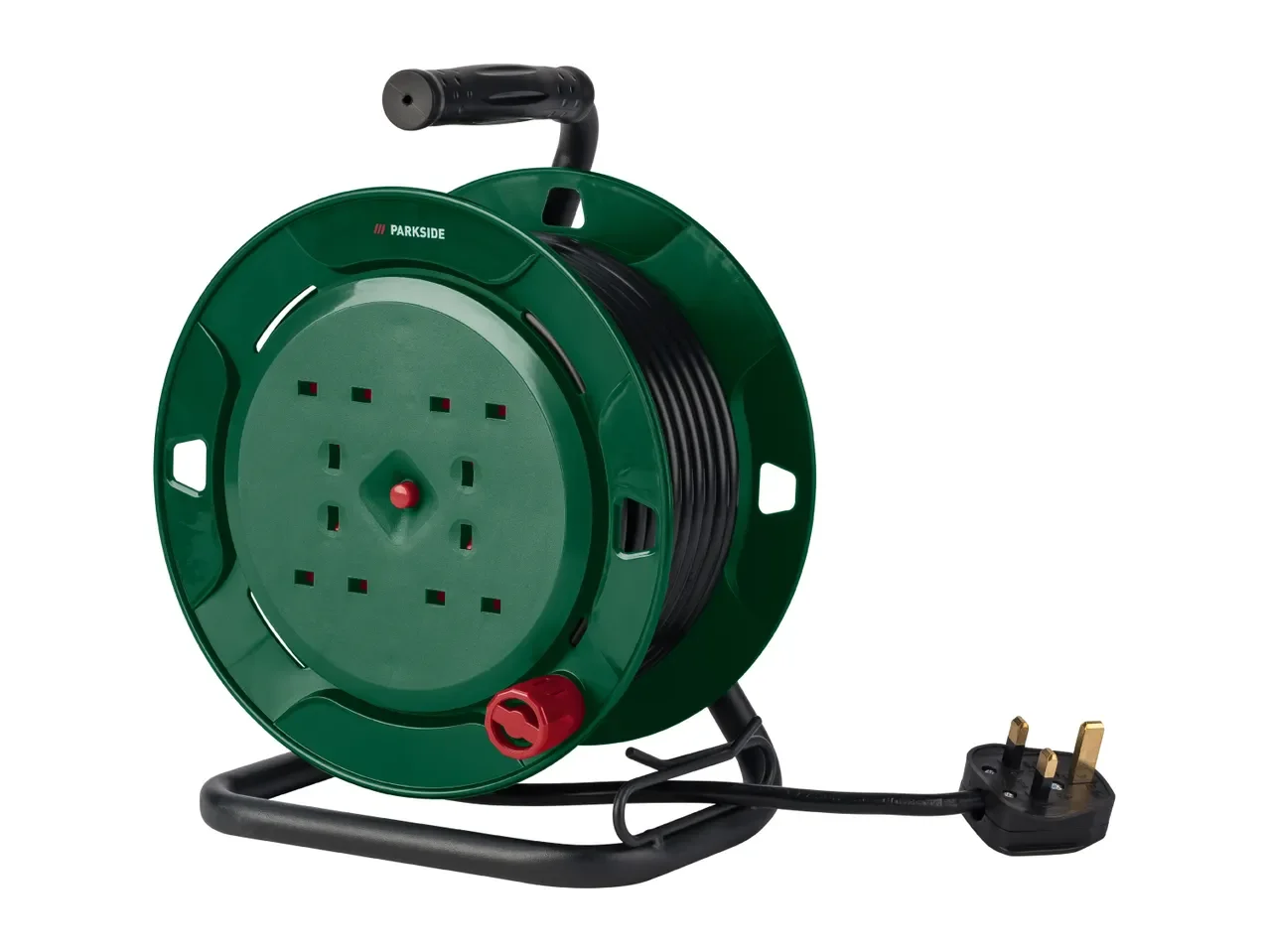 PARKSIDE 4-Socket 10m Open-Frame Cable Reel with Steel Tube Stand